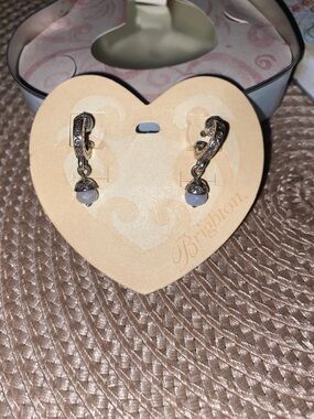 Brighton Blue Lace Petit Four Silver-Tone Drop Earrings w/Tin